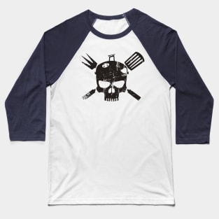 Skull with kettle grill hat and barbecue cutlery Baseball T-Shirt